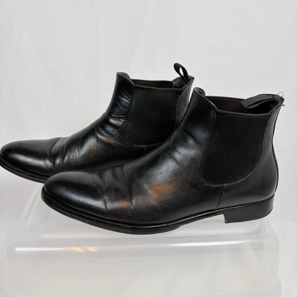 To Boot New York Adam Derrick Men Black Leather Chelsea Boots Italy 9.5 Beatnik